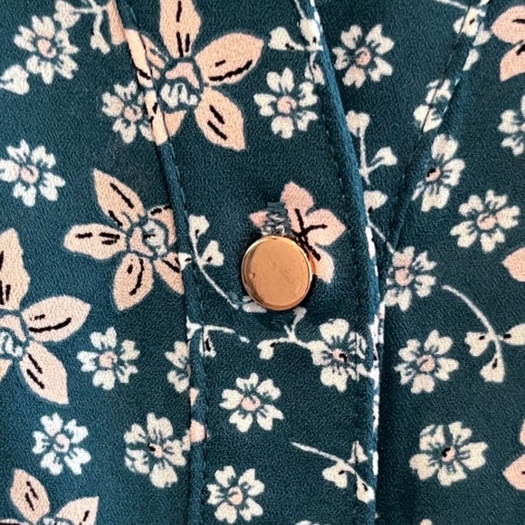 Candie's Parisian Ditsy Floral Adjustable Sleeves Button Up Split Hem Tunic XL - Picture 6 of 16